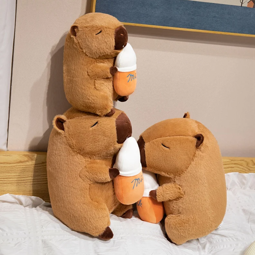 Cute Capybara With Milk Plush Toys 23/35cm