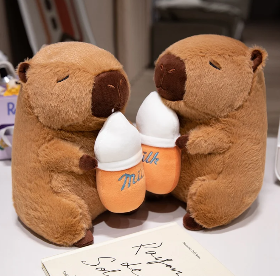 Cute Capybara With Milk Plush Toys 23/35cm