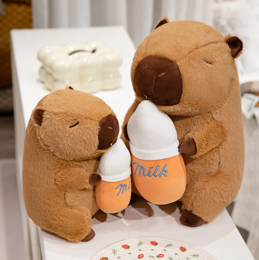 Cute Capybara With Milk Plush Toys 23/35cm