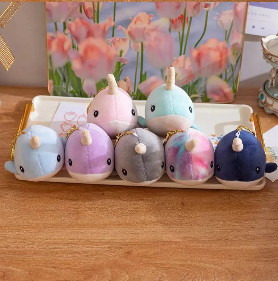 Cute Narwhal (With Oepn/Close Eyes) Plush Keychains - 16 Styles