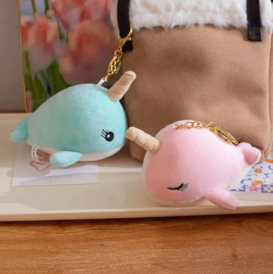 Cute Narwhal (With Oepn/Close Eyes) Plush Keychains - 16 Styles