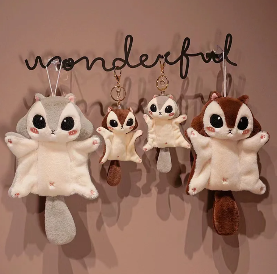 Cute/Kawaii Flying Squirrel Plush Keychain 10cm/20cm - Brown/Grey