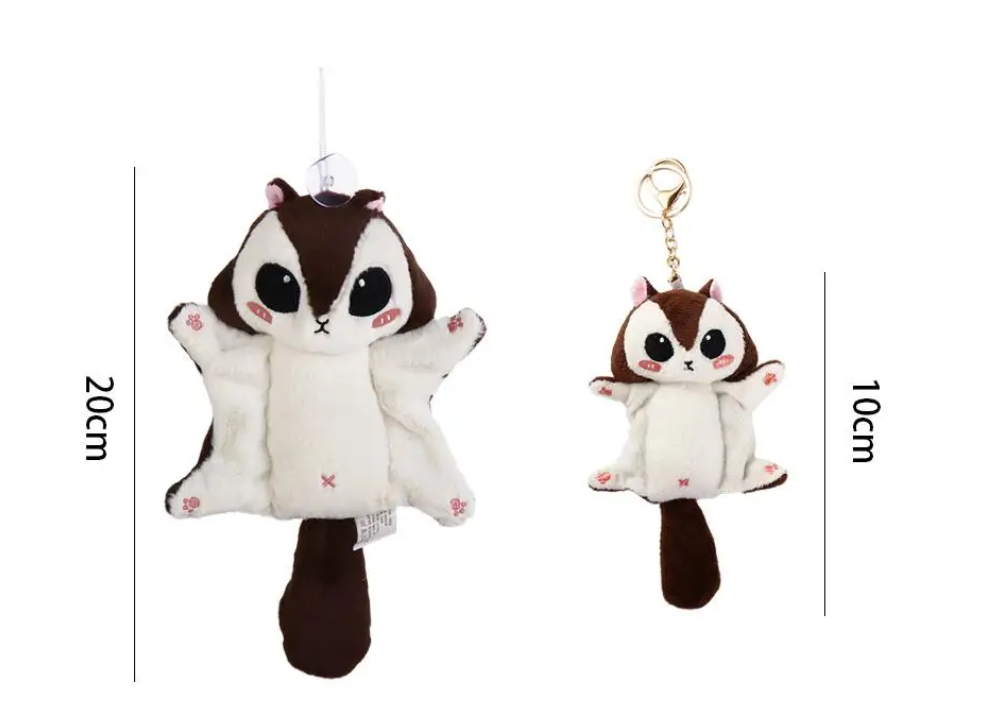 Cute/Kawaii Flying Squirrel Plush Keychain 10cm/20cm - Brown/Grey