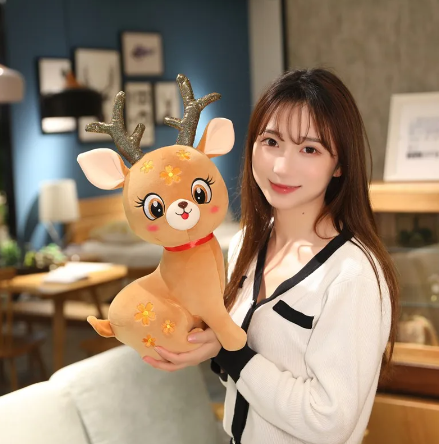 Cute/Kawaii Deer Plush Toys 30/45/50cm - Brown/Pink