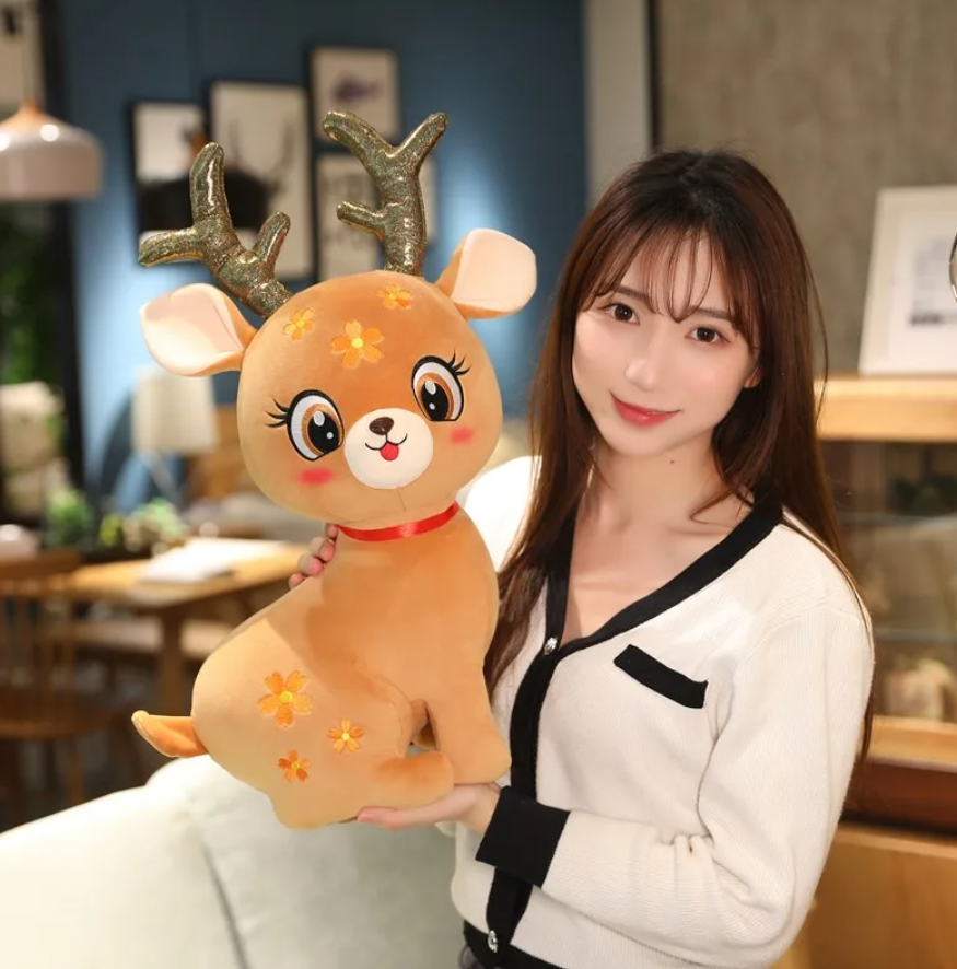 Cute/Kawaii Deer Plush Toys 30/45/50cm - Brown/Pink