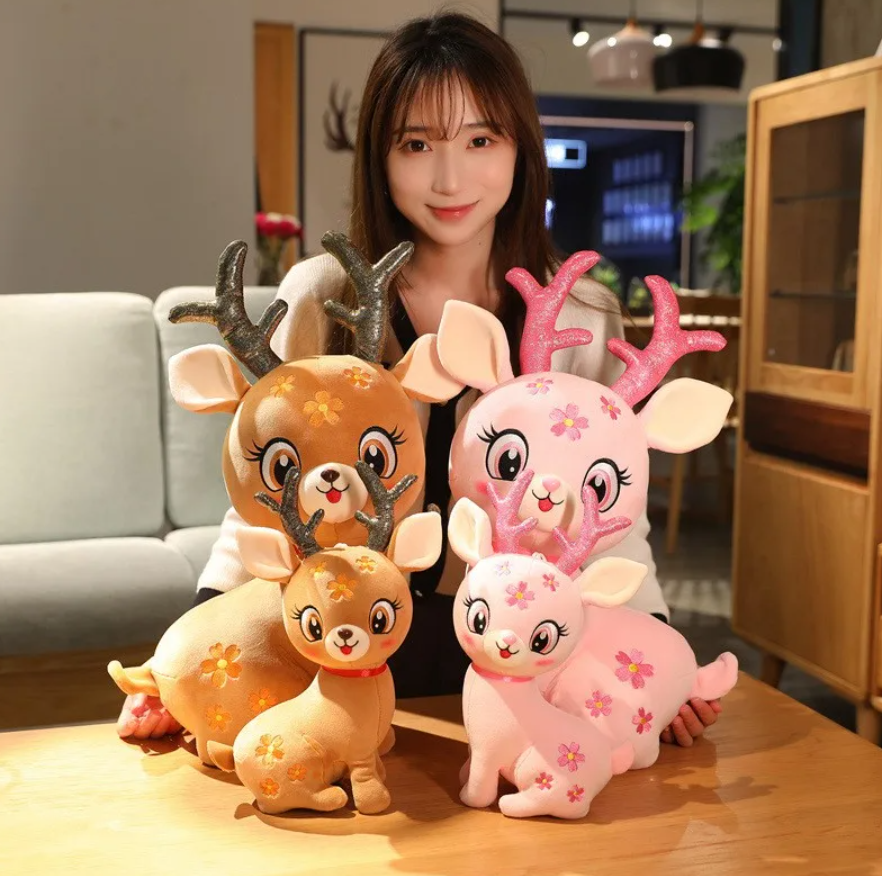 Cute/Kawaii Deer Plush Toys 30/45/50cm - Brown/Pink