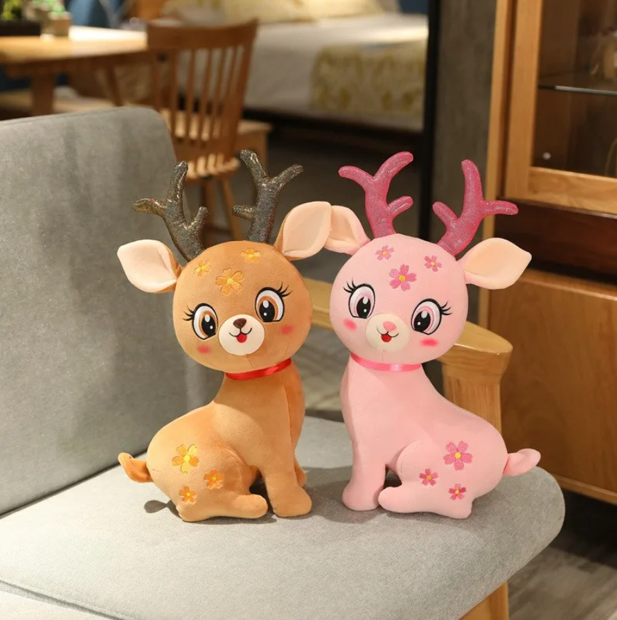 Cute/Kawaii Deer Plush Toys 30/45/50cm - Brown/Pink