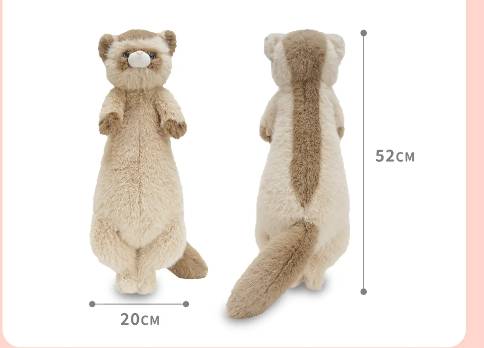 Ferret Lifelike Plush Toy 52cm - White/Brown