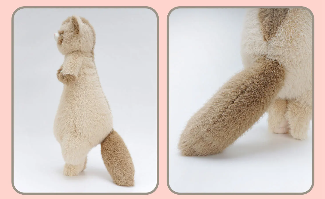 Ferret Lifelike Plush Toy 52cm - White/Brown