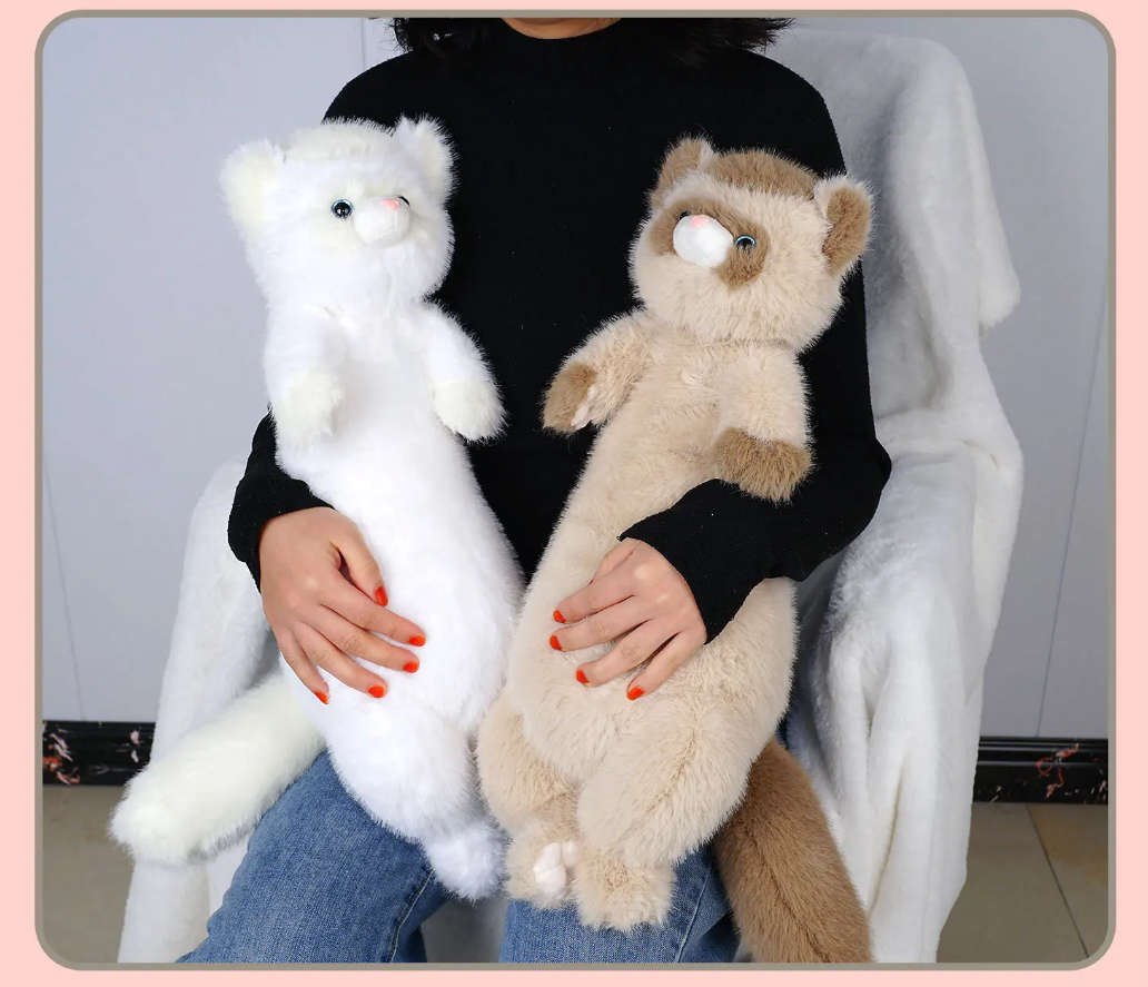 Ferret Lifelike Plush Toy 52cm - White/Brown