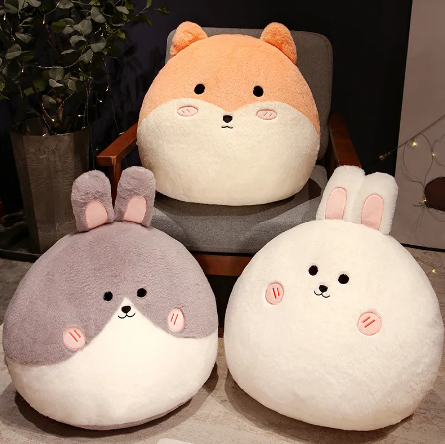 Cute Round Cat/Dog/Rabbit Plush Pillow Toys 30/60cm- 5 Styles