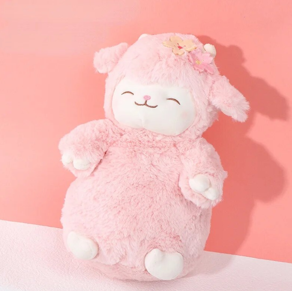 Cute Sheep/Lamb With Fruit Dress Up/With Flower/With Moon Plush Toys- White/Pink