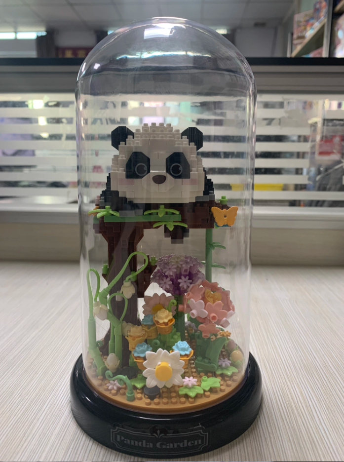 Cute Panda/Bird With Flowers And Clear Display Set Mini Building Blocks