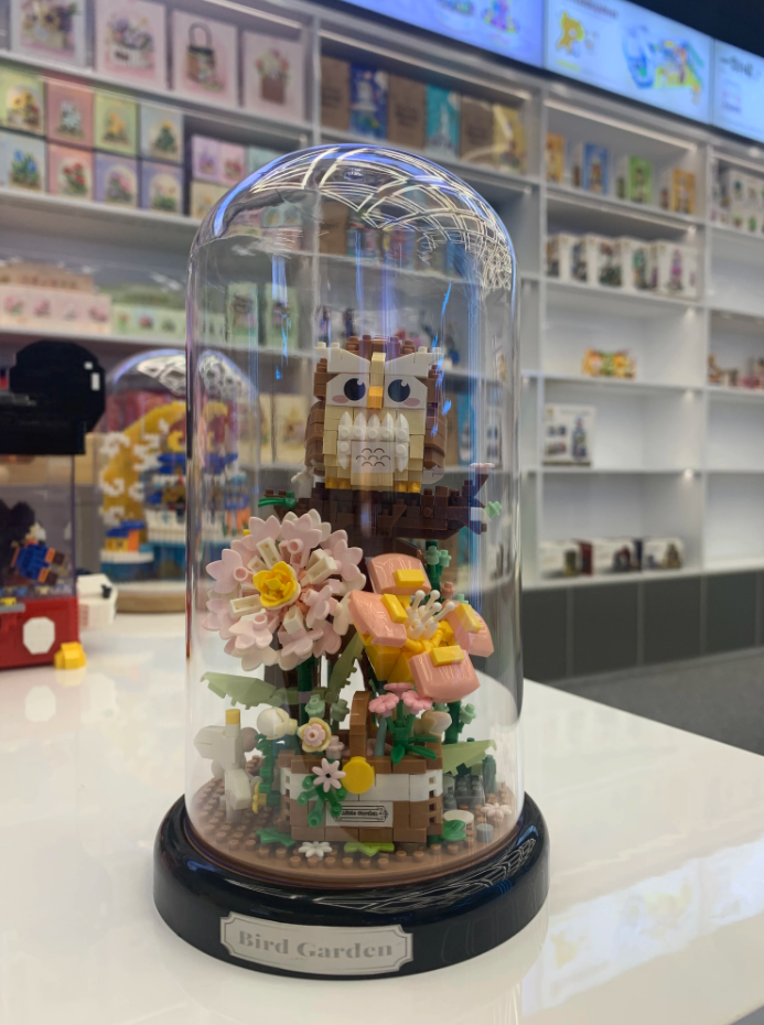 Cute Panda/Bird With Flowers And Clear Display Set Mini Building Blocks