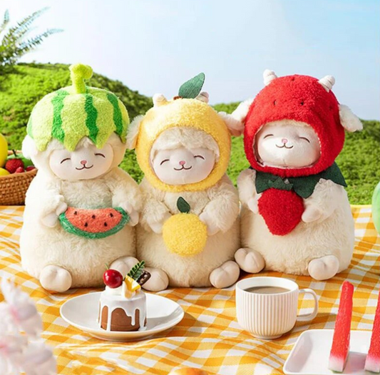 Cute Sheep/Lamb With Fruit Dress Up/With Flower/With Moon Plush Toys- White/Pink