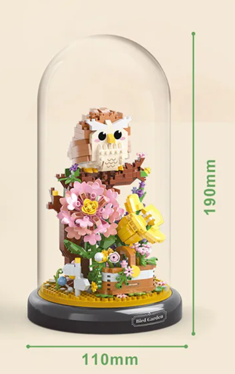 Cute Panda/Bird With Flowers And Clear Display Set Mini Building Blocks