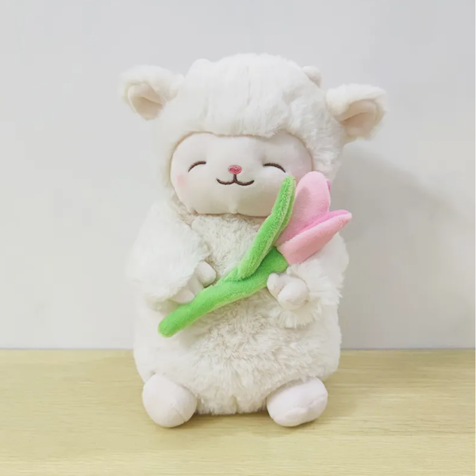 Cute Sheep/Lamb With Fruit Dress Up/With Flower/With Moon Plush Toys- White/Pink