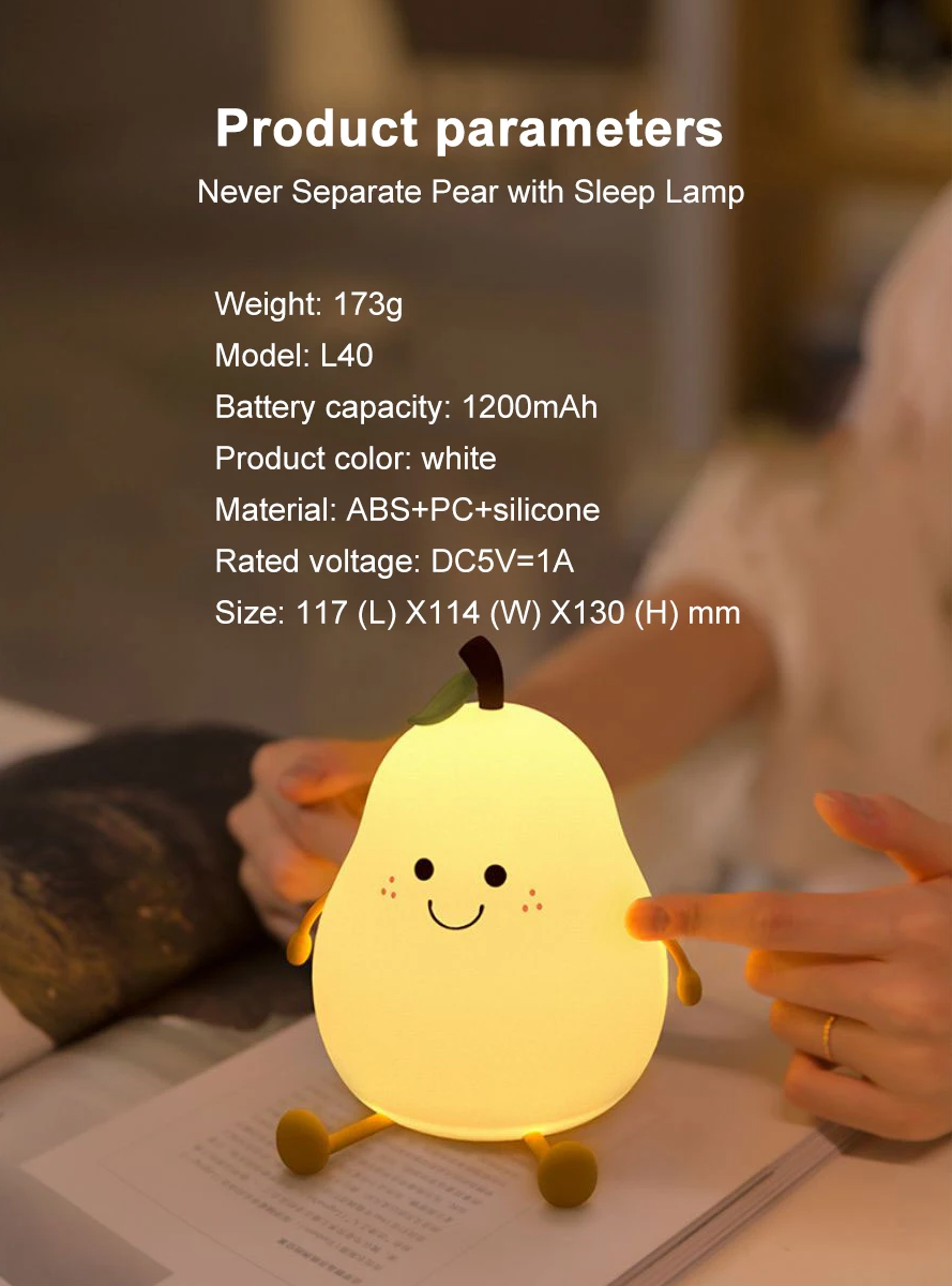 LED Night Light Pear Silicone Lamp