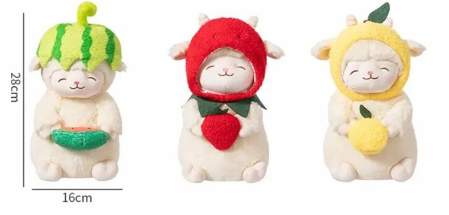 Cute Sheep/Lamb With Fruit Dress Up/With Flower/With Moon Plush Toys- White/Pink