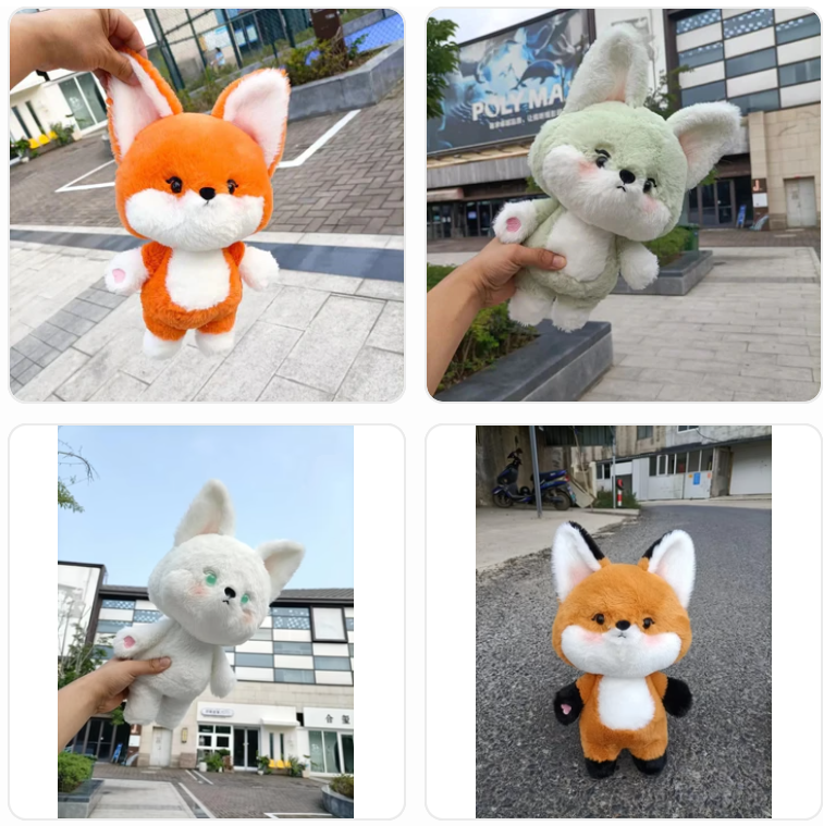 Cute Fox Plush Toys 35cm - (Orange With Black/Orange With White/Green/White)