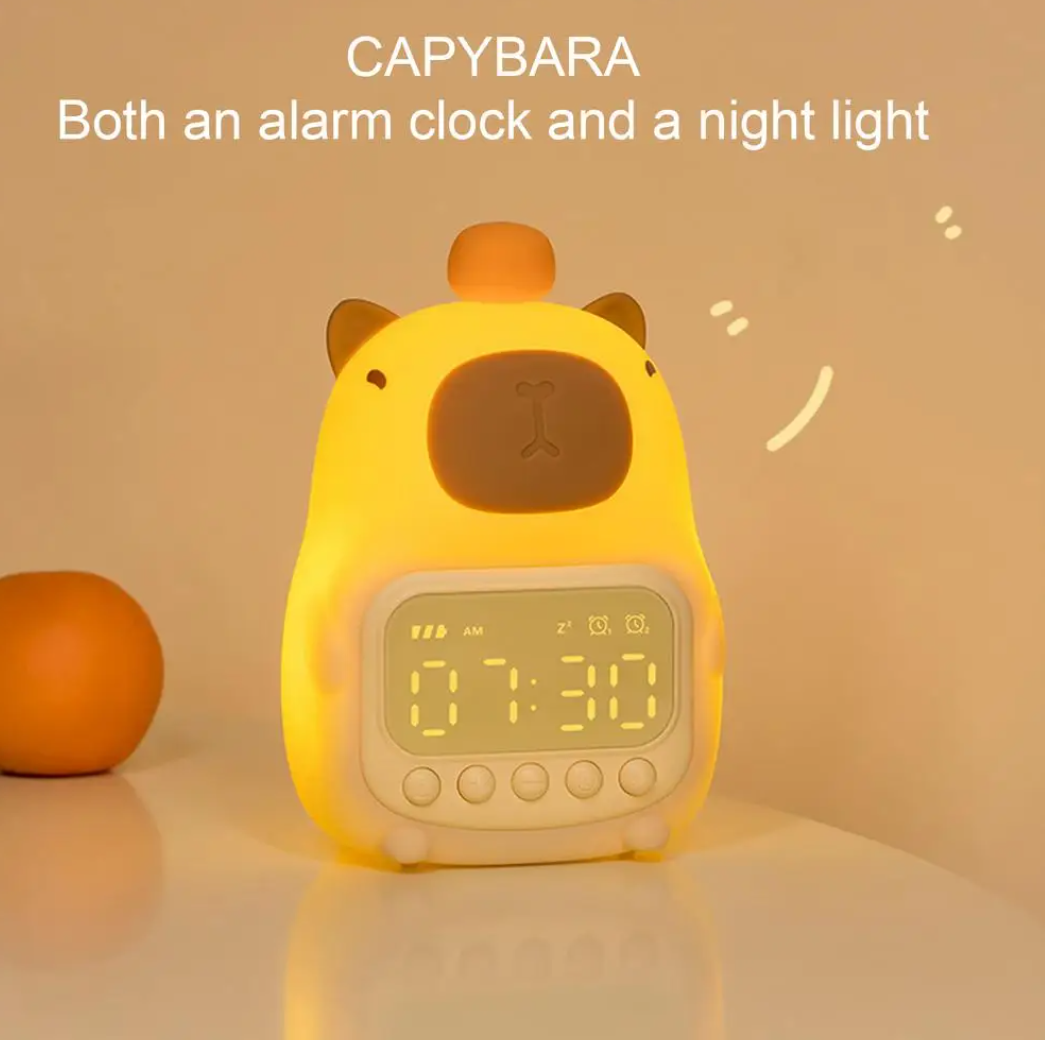 LED Night Light Capybara Lamp With Digital Aarm Clock