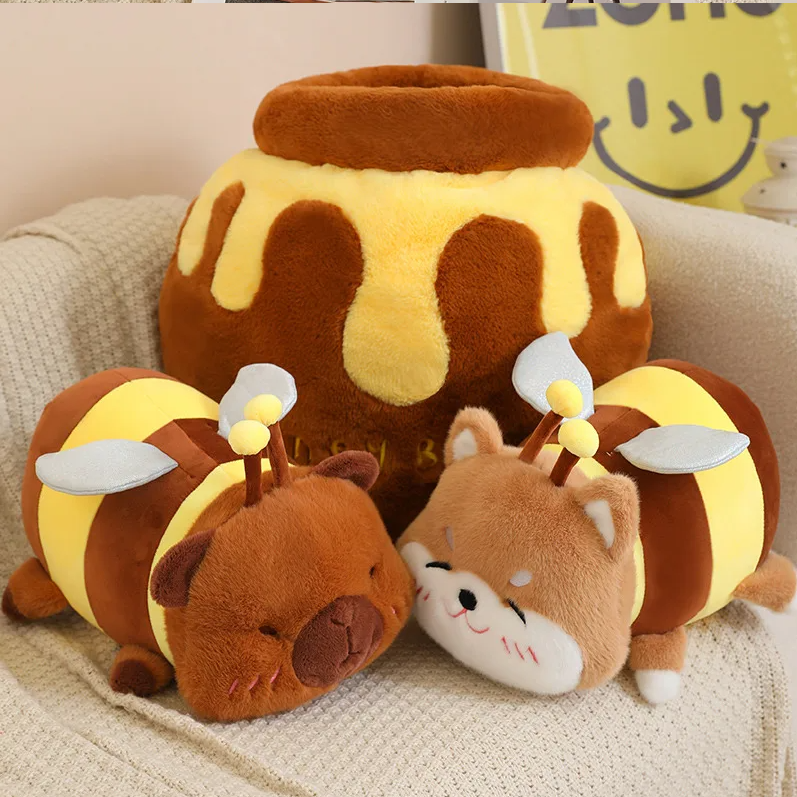 Funny Dog/Capybara Bee Hybrid Plush Toys 30/45cm