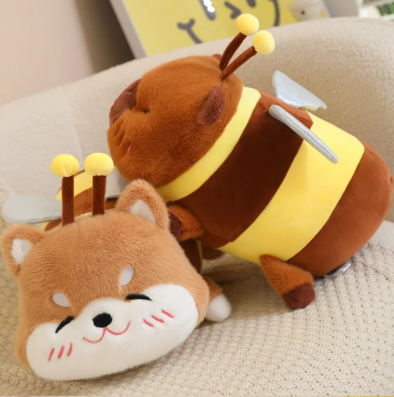 Funny Dog/Capybara Bee Hybrid Plush Toys 30/45cm