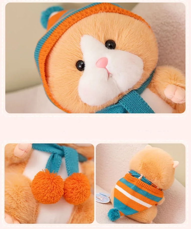 Cute/Kawaii Hamster With Beanie And Scarf Plush Toys 20/30cm - Grey/Brown