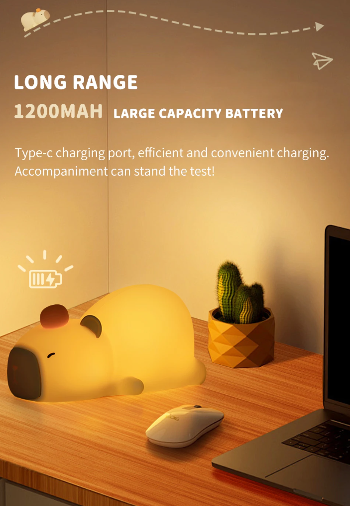 LED Night Light Capybara Silicone Lamp