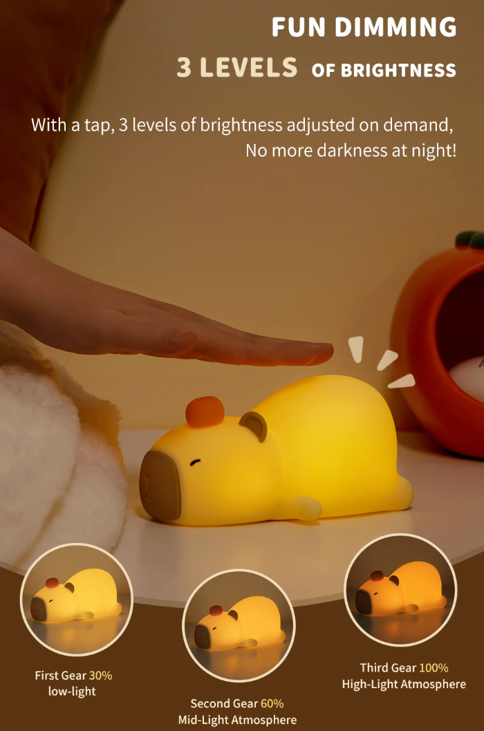 LED Night Light Capybara Silicone Lamp