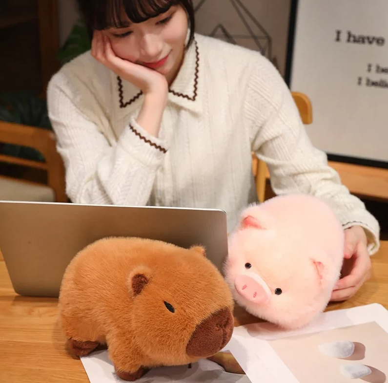 Cute Capybara/Pig With Avocado/Apple Plush Toys25/35/45cm