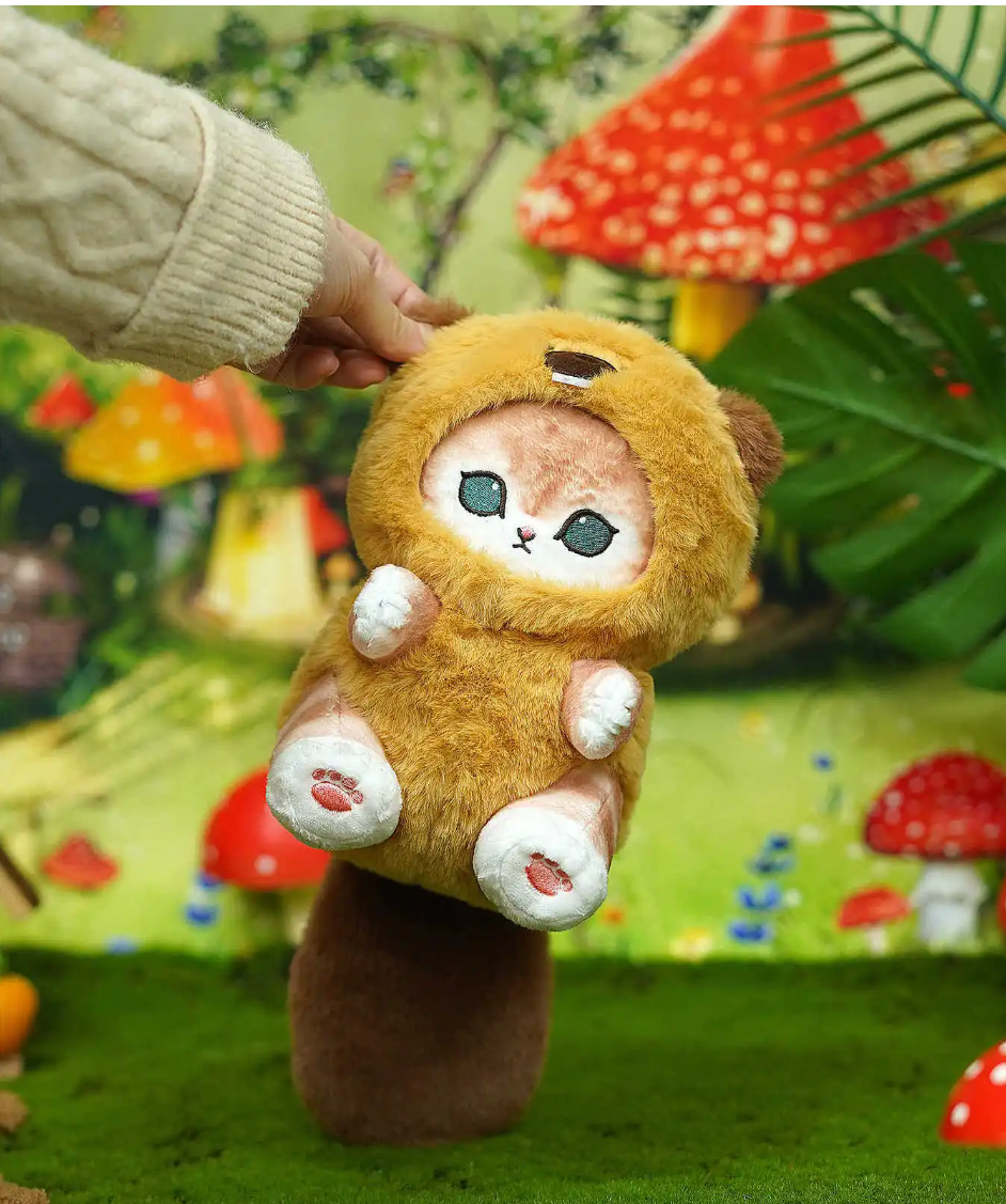 Mofusand Cat With Animal (Raccoon/Red Panda/Beaver/Squirrel) Dress Up Plush Toys 20cm Or Keychains 13cm