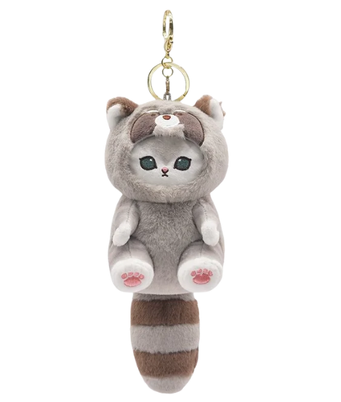 Mofusand Cat With Animal (Raccoon/Red Panda/Beaver/Squirrel) Dress Up Plush Toys 20cm Or Keychains 13cm