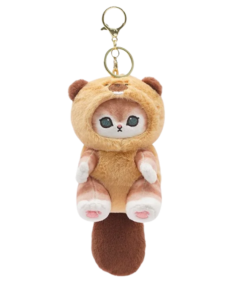 Mofusand Cat With Animal (Raccoon/Red Panda/Beaver/Squirrel) Dress Up Plush Toys 20cm Or Keychains 13cm