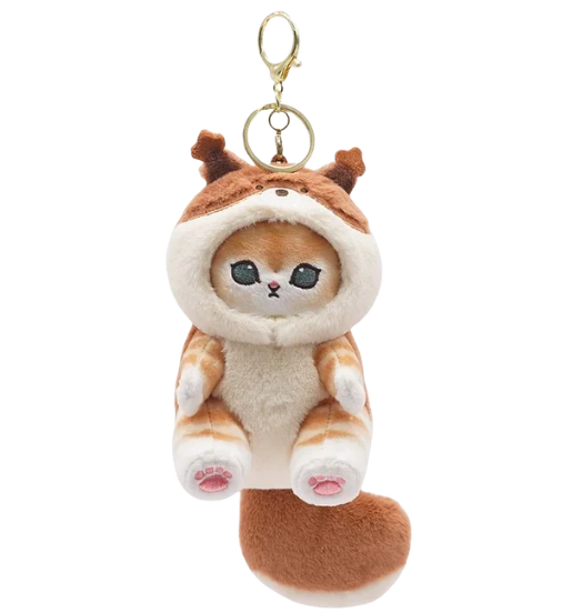 Mofusand Cat With Animal (Raccoon/Red Panda/Beaver/Squirrel) Dress Up Plush Toys 20cm Or Keychains 13cm