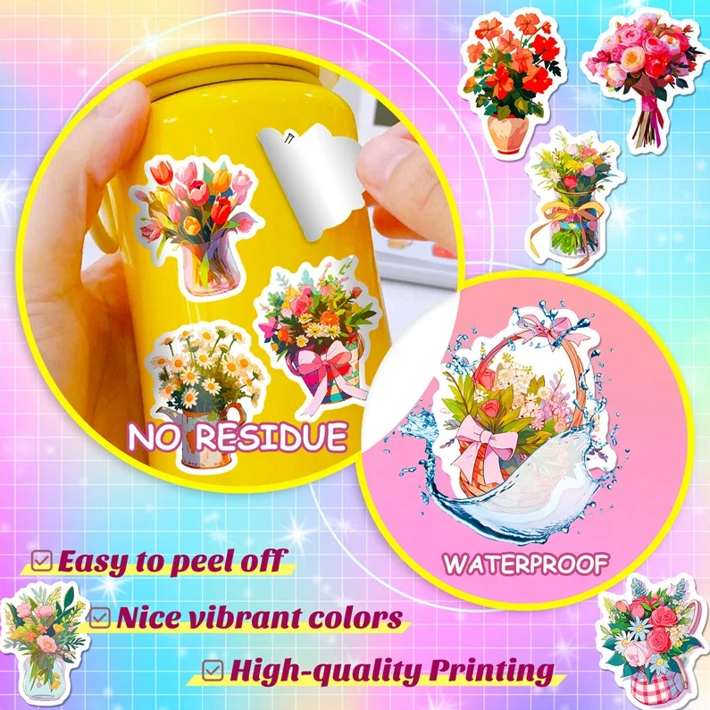 50 pcs Cute/Kawaii Flowers Stickers