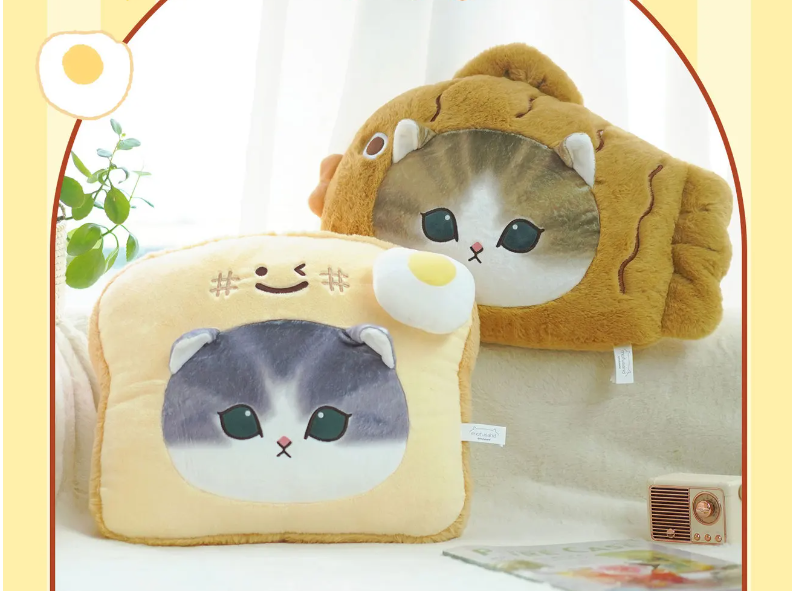 Mofusand Cat With Food(Toast/Taiyaki) Dress Up Plush Pillow Toys