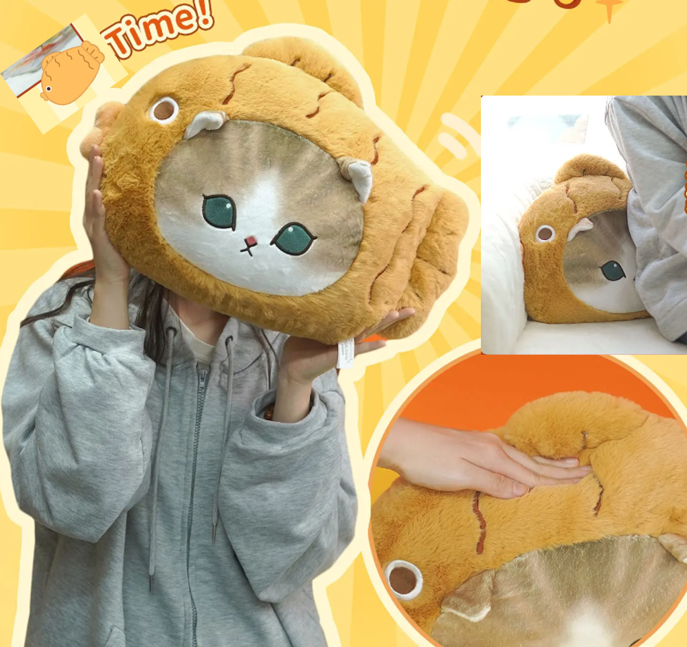 Mofusand Cat With Food(Toast/Taiyaki) Dress Up Plush Pillow Toys