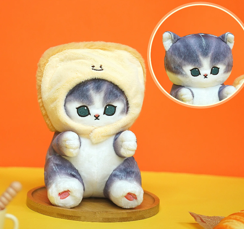 Mofusand Cat With Food Dress Up Plush Toys 20cm - Taiyaki/Toast/Chips