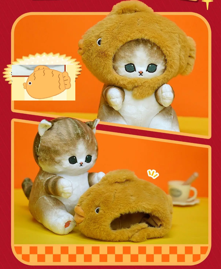 Mofusand Cat With Food Dress Up Plush Toys 20cm - Taiyaki/Toast/Chips