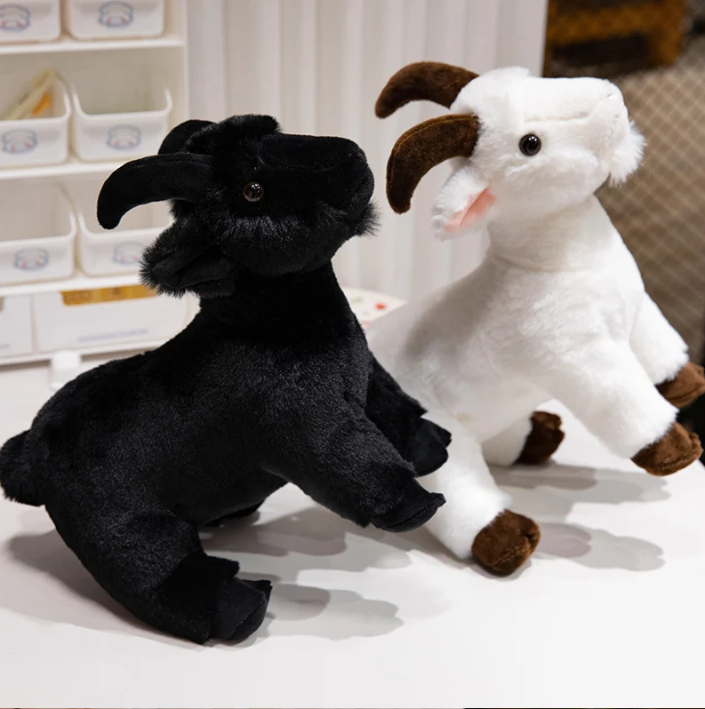 Goat Lifelike Plush Toy 30/40cm - Black/White