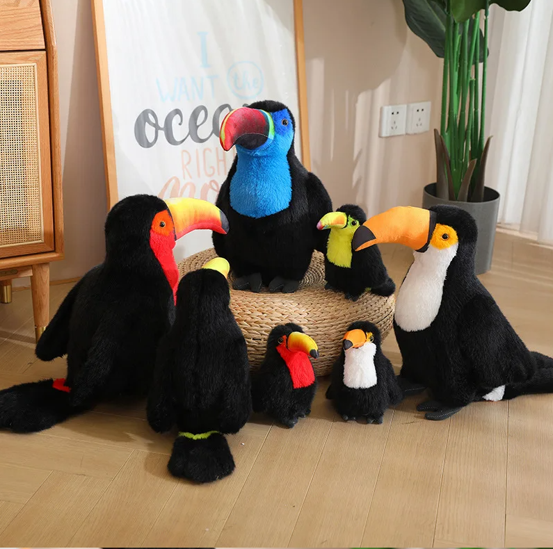 Bird (Toucan) Lifelike Plush Toy 20/30/40cm - Yellow/White/Red/Blue