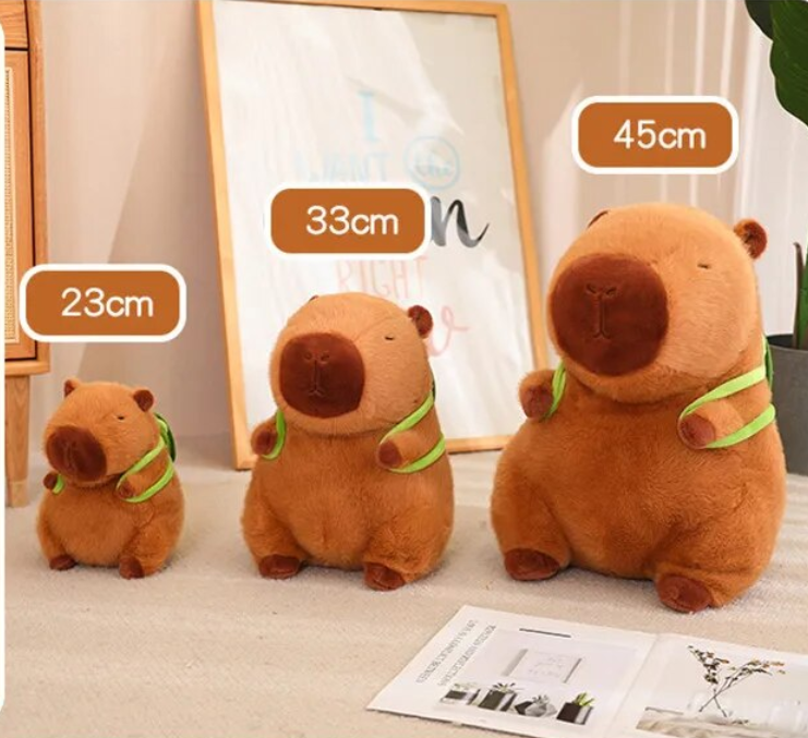 Cute Capybara With Green Bag Plush Toys 23/33/45cm