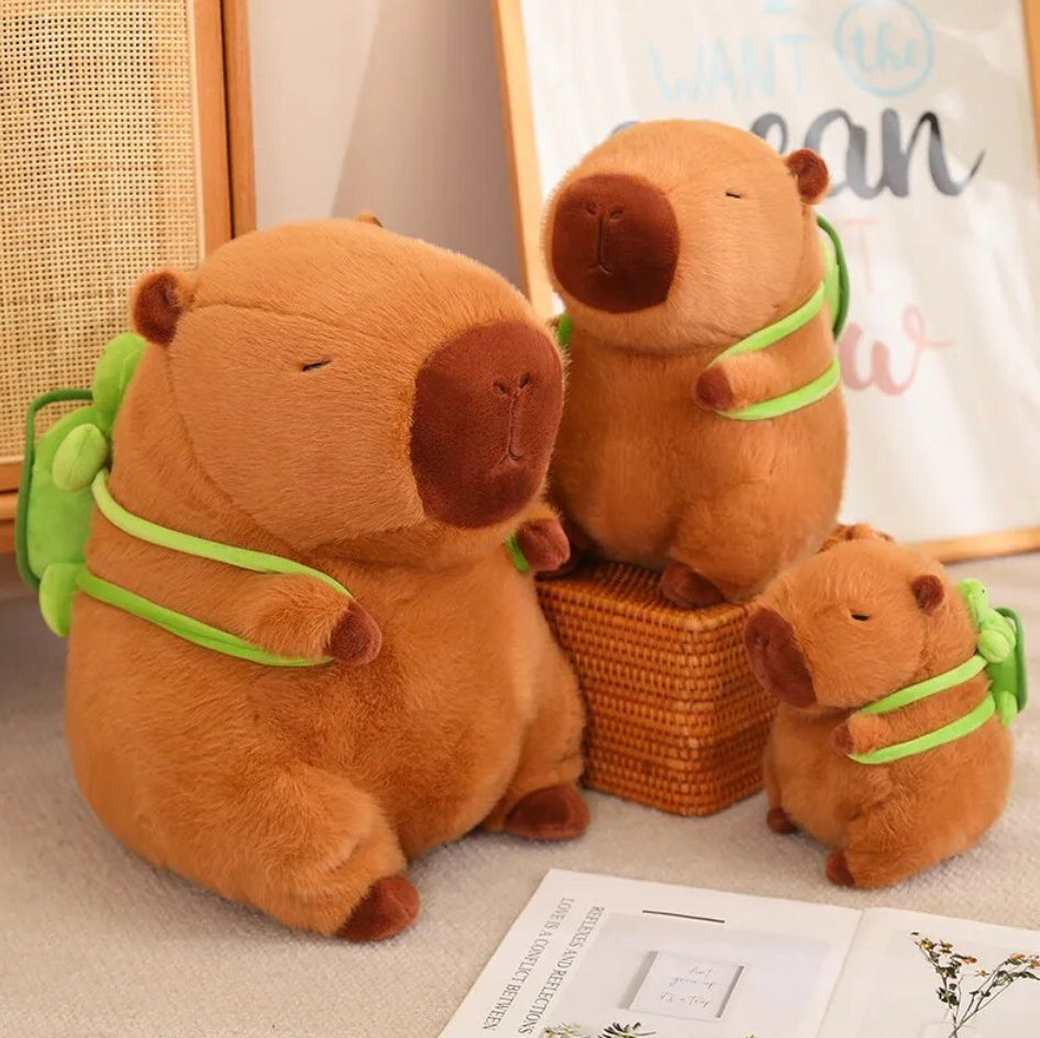 Cute Capybara With Green Bag Plush Toys 23/33/45cm