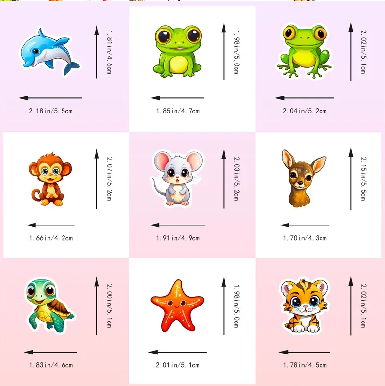 50 pcs Cute/Kawaii Animal Stickers - V3