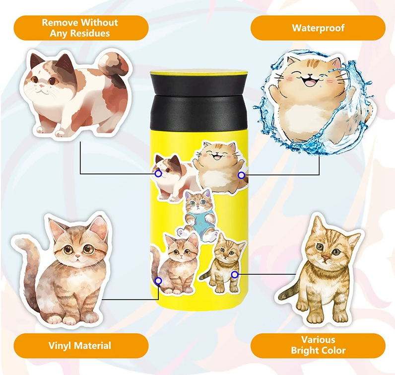 50 pcs Cute/Kawaii Cat Stickers - V8