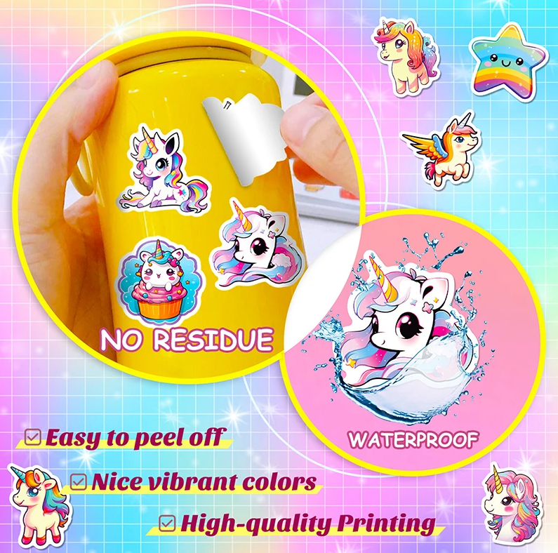 50 pcs Cute/Kawaii Unicorn Stickers - 2 Styles