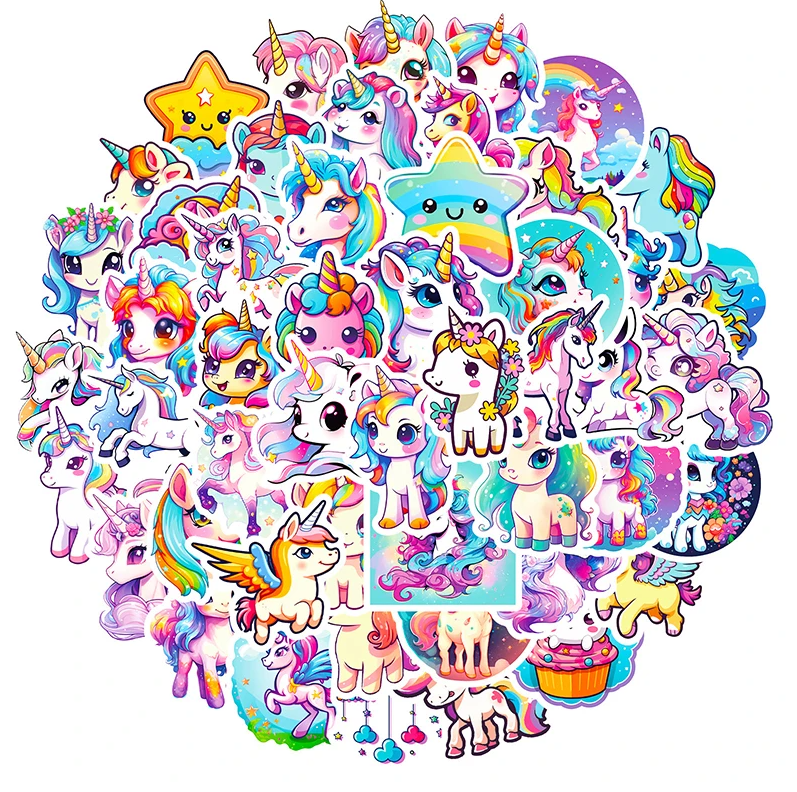 50 pcs Cute/Kawaii Unicorn Stickers - 2 Styles