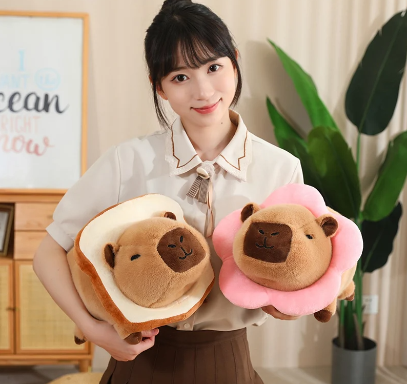 Cute Capybara With Dress Up(Lion/Flower/Bread/Bee) Plush Toys 25/35cm