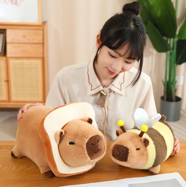 Cute Capybara With Dress Up(Lion/Flower/Bread/Bee) Plush Toys 25/35cm